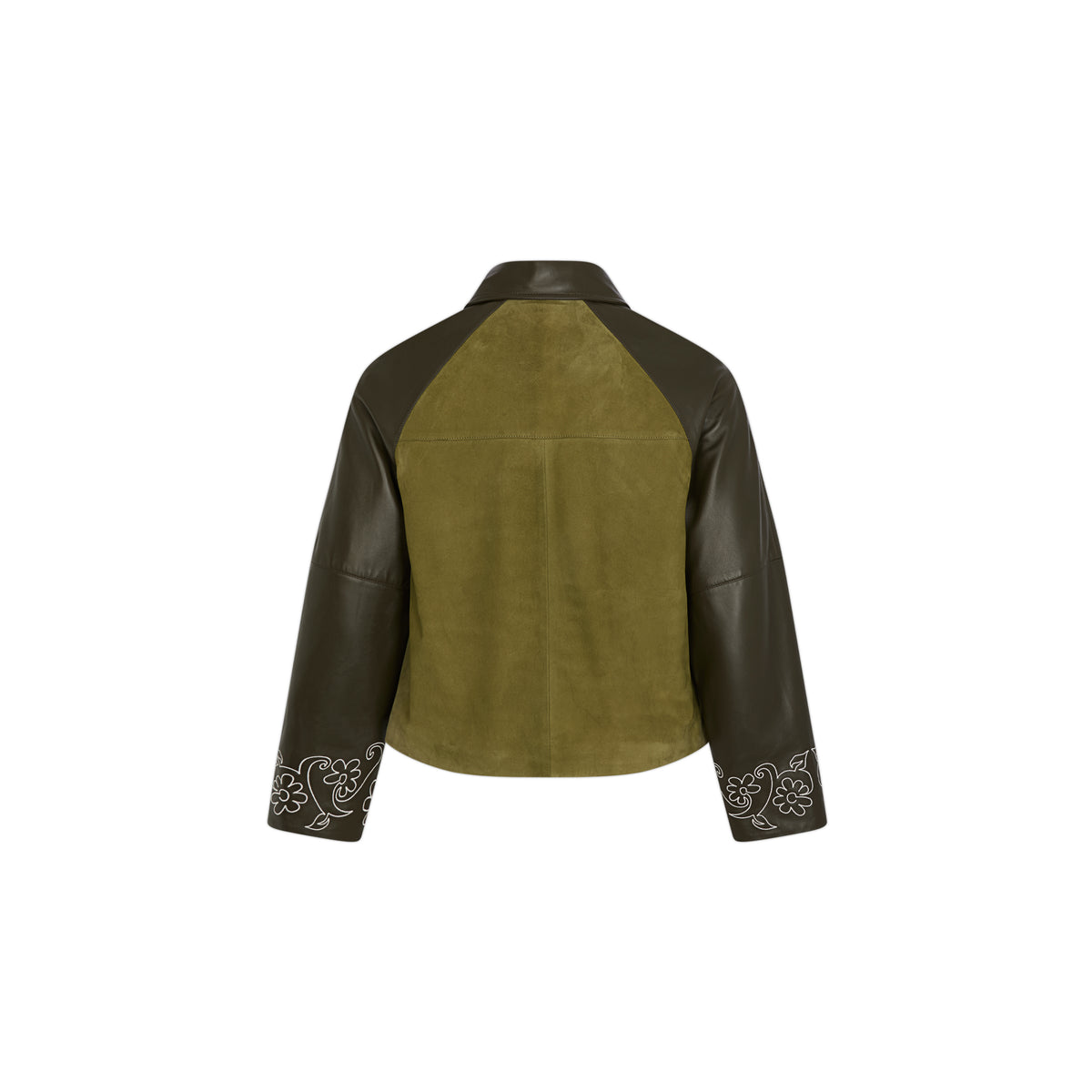 Goat Leather Bicolor Embroidered Jacket