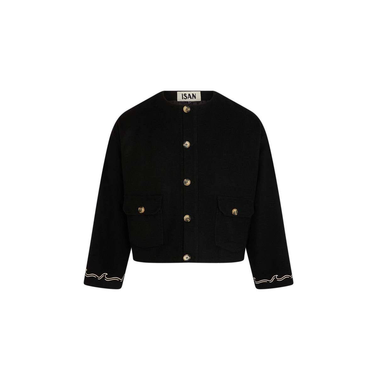 Black Wool Embroidered Jacket