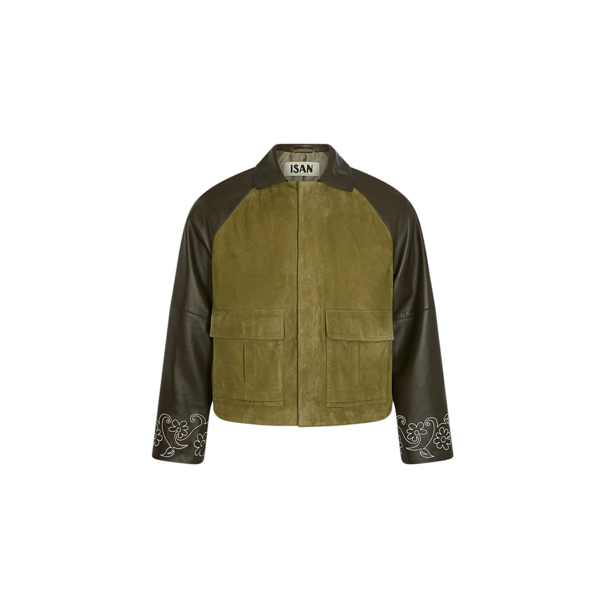 Goat Leather Bicolor Embroidered Jacket