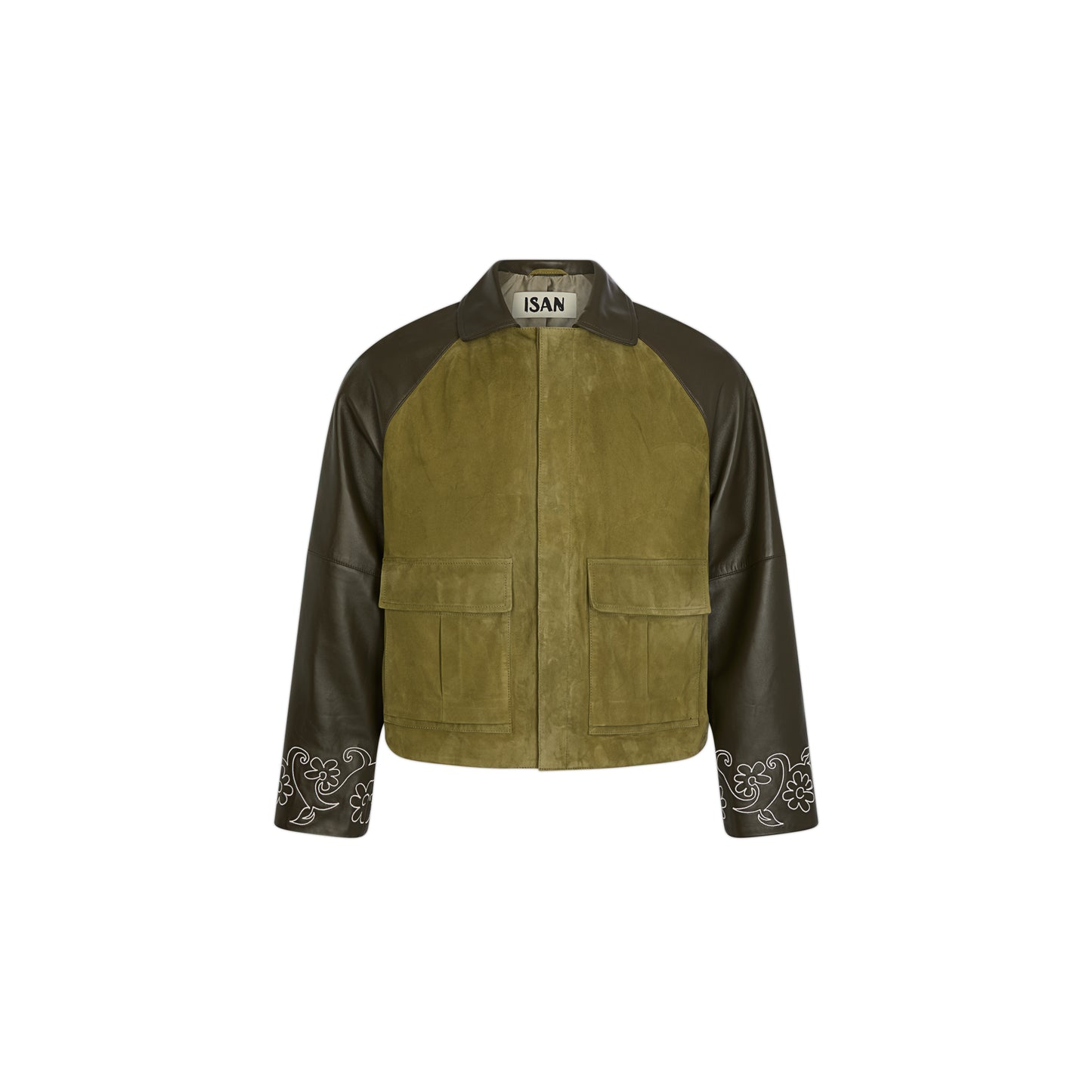 Goat Leather Bicolor Embroidered Jacket