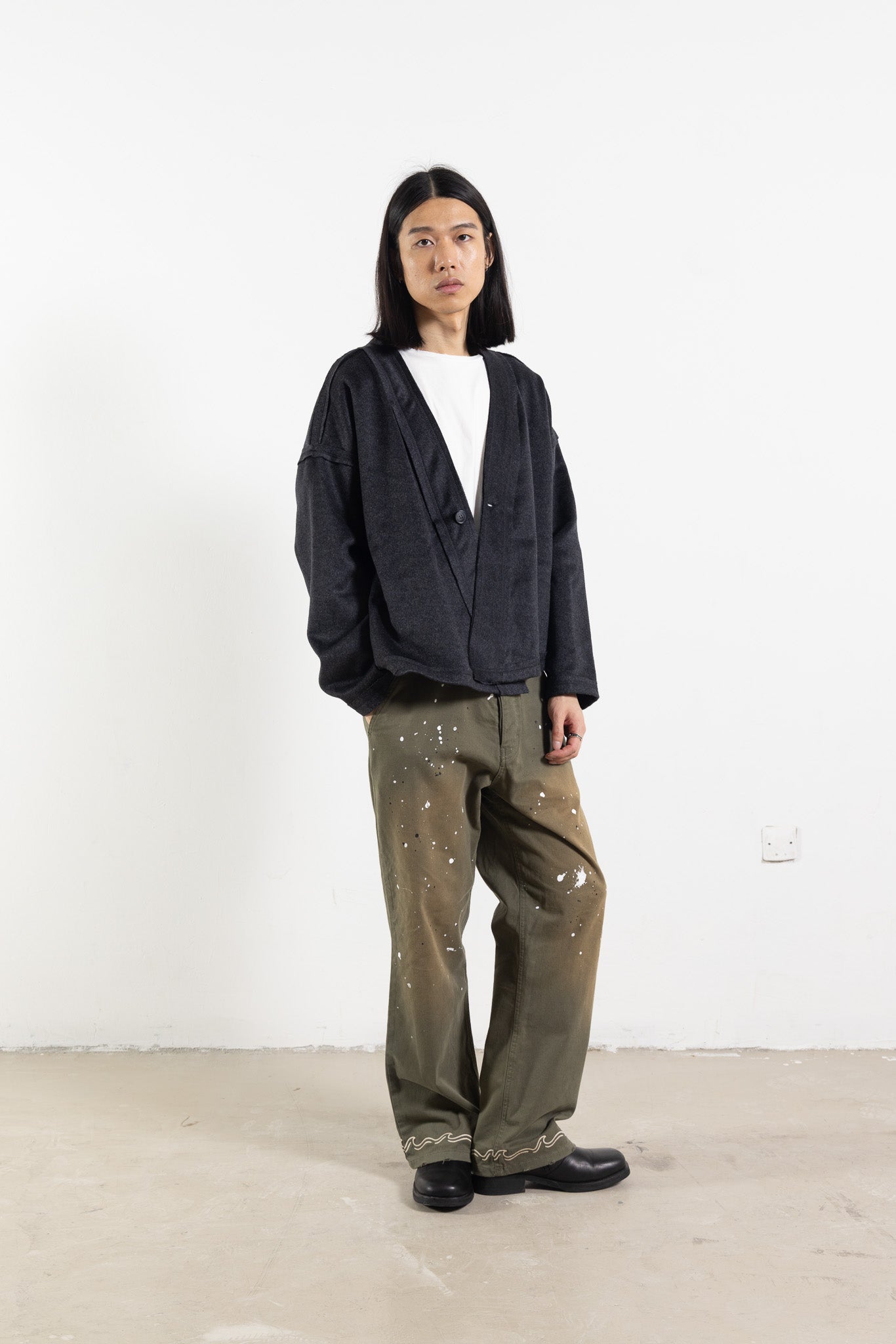 Gray Merino Wool Kimono