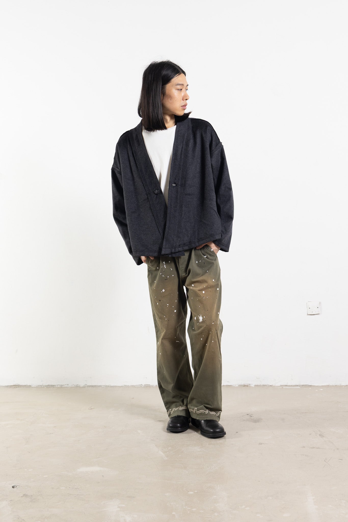 Gray Merino Wool Kimono