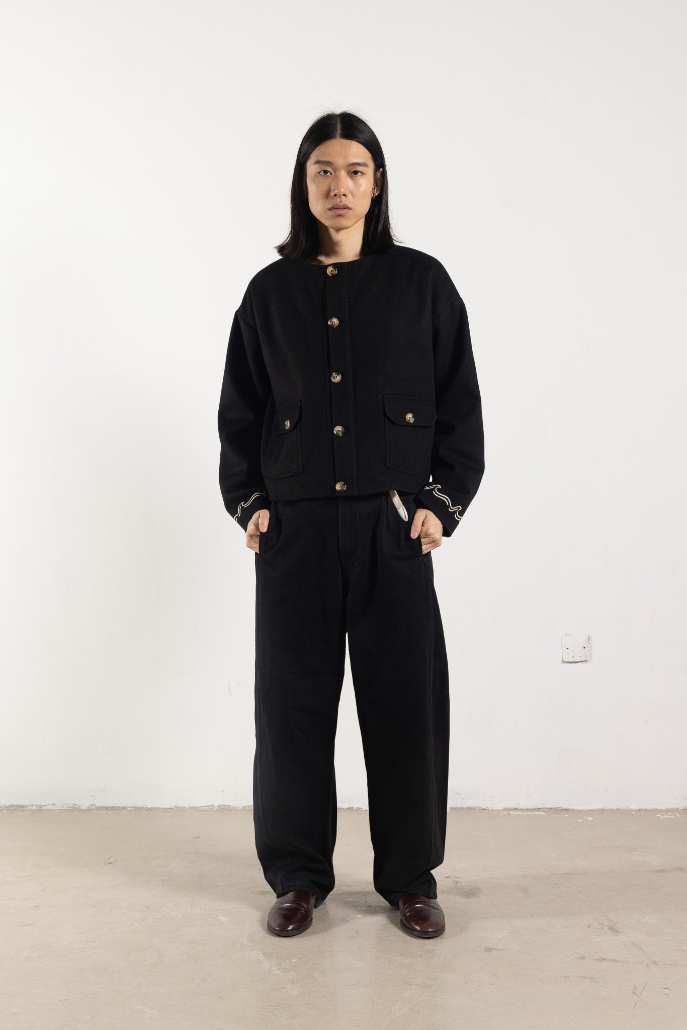 Black Wool Embroidered Jacket