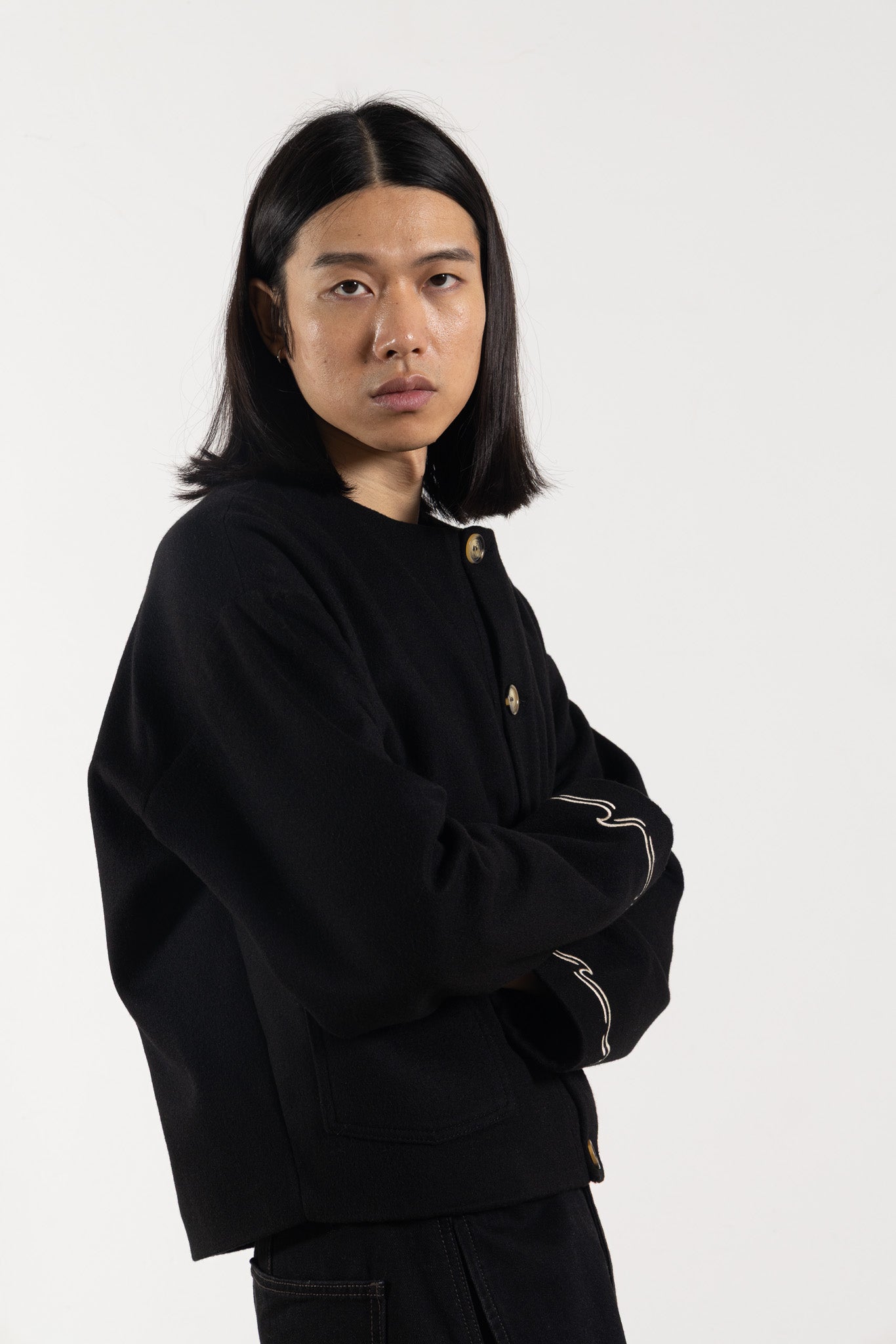 Black Wool Embroidered Jacket