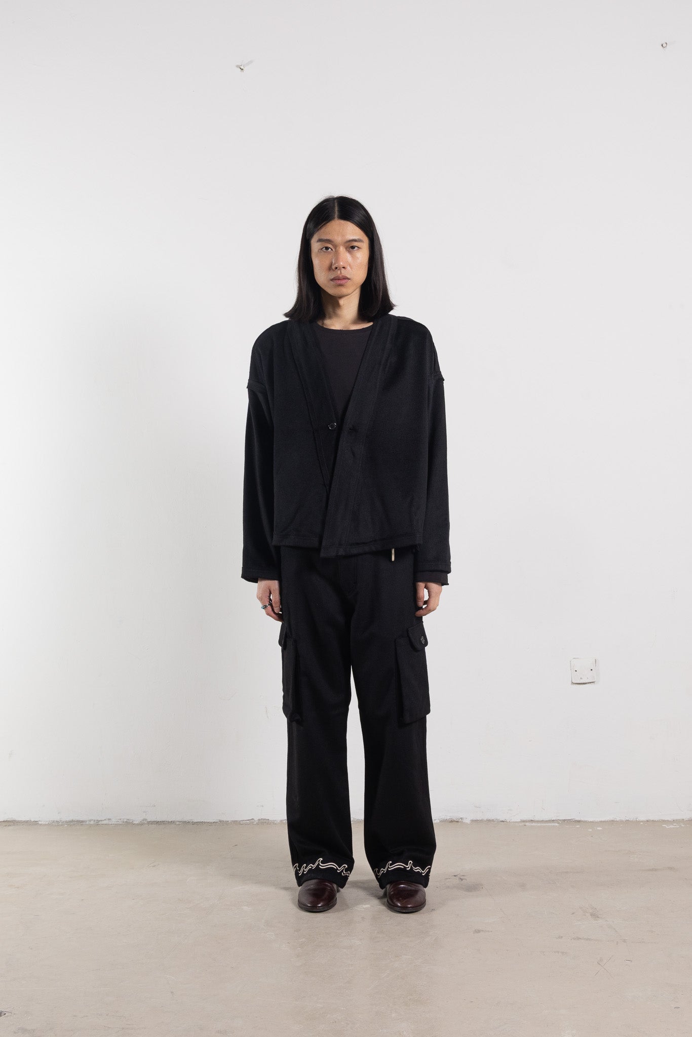 Black Merino Wool Kimono
