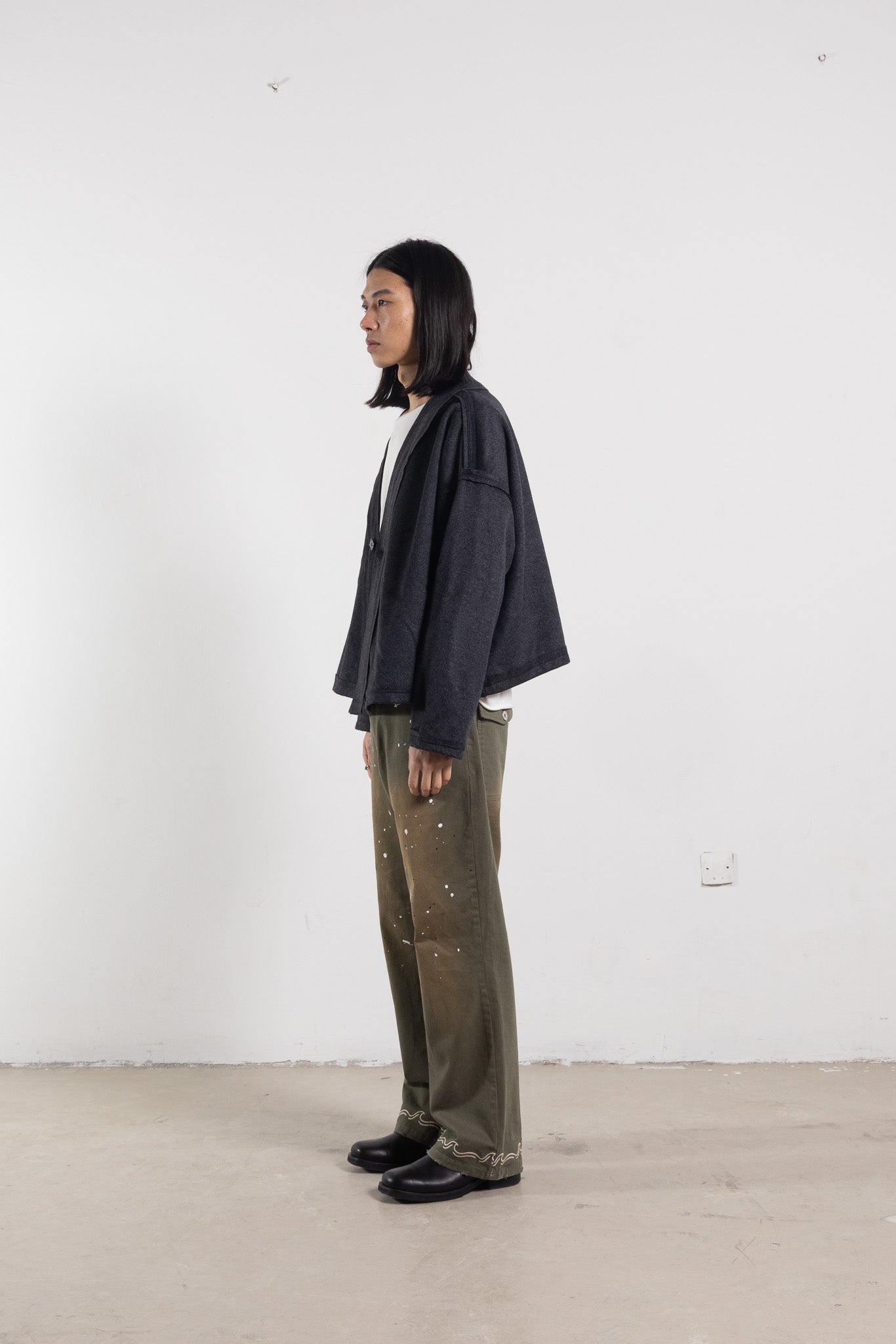 Gray Merino Wool Kimono